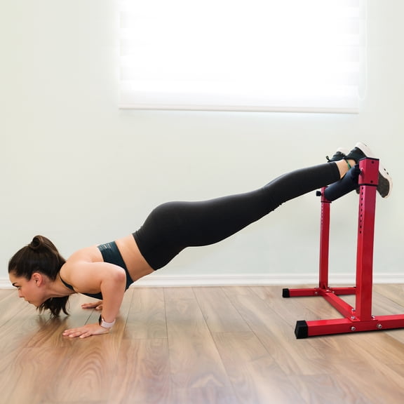 COZONY Adjustable Bulgarian Split Squat Stand with Roller, 11 Height Settings for Leg Workouts Home Gym,Red+Black