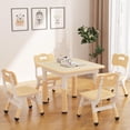 thumbnail image 1 of COZONY Adjustable Kids Table & 4 Chairs Set, 4 in 1 Toddler Activity Table Set with Graffiti Tabletop, Detachable Storage Box, Reading, Drawing, Eating, Studying, Pink, 1 of 8
