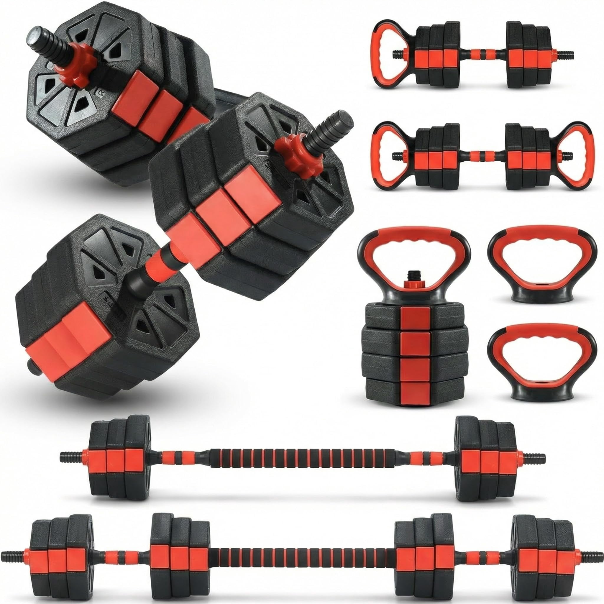 COZONY Adjustable Weight Set 66/88 LBS, 4-in-1 Dumbbell Set and Barbell Weight Set, Converts to Kettlebell & Push-Up Stand, Free Weights Dumbbells Set for Men & Women Full Body, Perfect for Home Gym