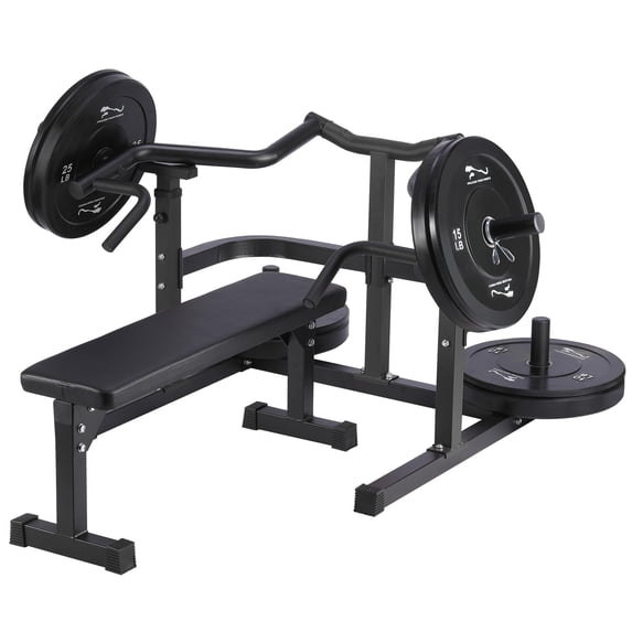 COZONY Chest Press Machine with Adjustable Flat Bench, Independent Converging Arms & Heavy-Duty Steel Home Gym Rack,Black