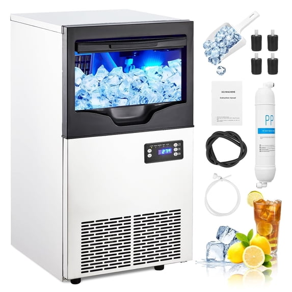 COZONY Commercial Ice Maker Machine with 100LBS/24H Capacity,195W,LCD Controller, Undercounter Design, 33LBS Ice Storage, Self-Cleaning, Large Nugget Ice Cube Maker for Bar, Restaurant, Cafe, Office
