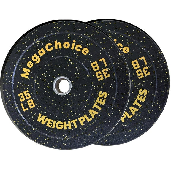 COZONY Crumb Rubber Bumper Plates Set, 2-Inch High-Density 35LBS Pairs, Color-Coded Weight Plates,Black&Yellow