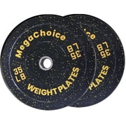 COZONY Crumb Rubber Bumper Plates Set, 2-Inch High-Density 35LBS Pairs, Color-Coded Weight Plates,Black&Yellow