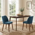thumbnail image 1 of COZONY Dining Chair Set of 2, Upholstered Linen Dining Chairs with Wood Legs & Wing Backrest, for Dining Room or Living Room, Blue, 1 of 15