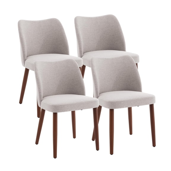 COZONY Dining Chair Set of 4, Upholstered Linen Dining Chairs with Wood Legs & Wing Backrest, for Dining Room or Living Room, Gray