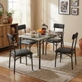 thumbnail image 1 of COZONY Dining Table Set With 4 Soft Cushioned Chairs and 5-Piece Kitchen Table, Featuring a Space-Saving Steel Frame Design for Kitchens, Dining Rooms, Apartments, Studios, Gray, 1 of 9