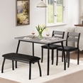 thumbnail image 1 of COZONY Dining Table Set for 4, Wood Table with Upholstered Bench & 2 Cushioned Chairs, Space-Saving, 1 of 7