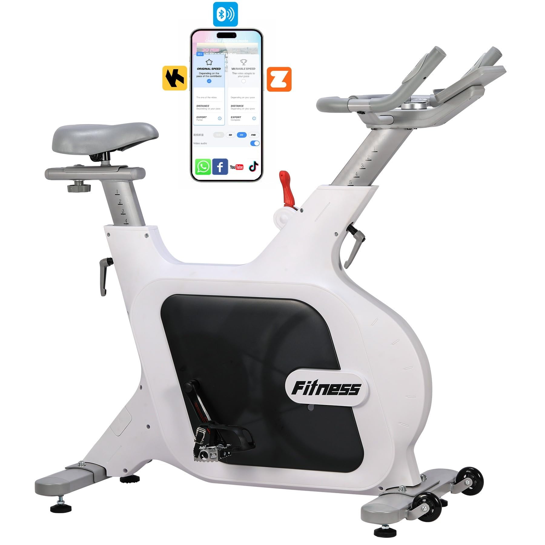 COZONY Exercise Bike for Home, 32-Level Magnetic Stationary Bike with LCD Display, Pulse Grip & 300 lb Capacity,White