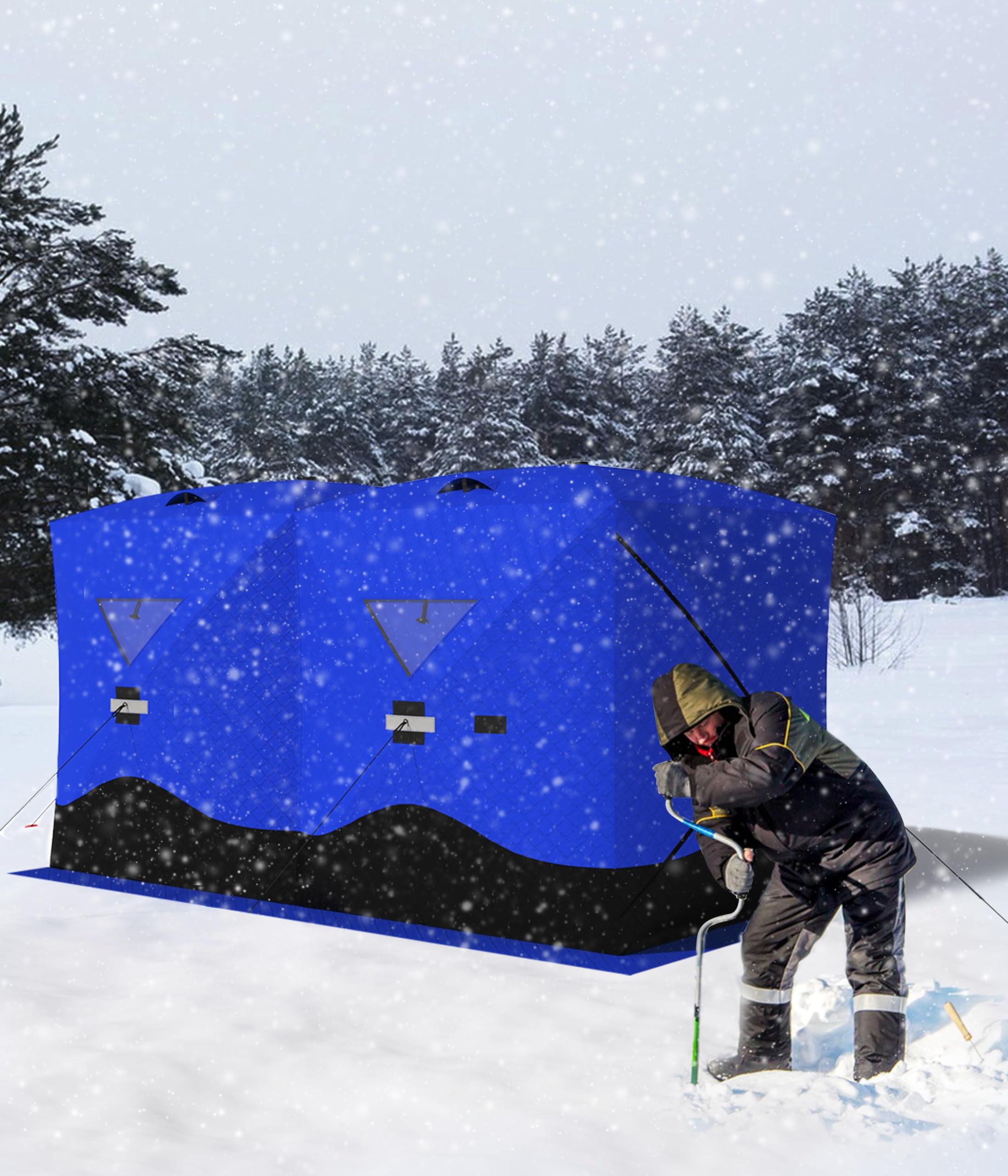 COZONY Ice Fishing Insulated Tent, 6–7 Person Hub-Style Shelter, 68 sq ...