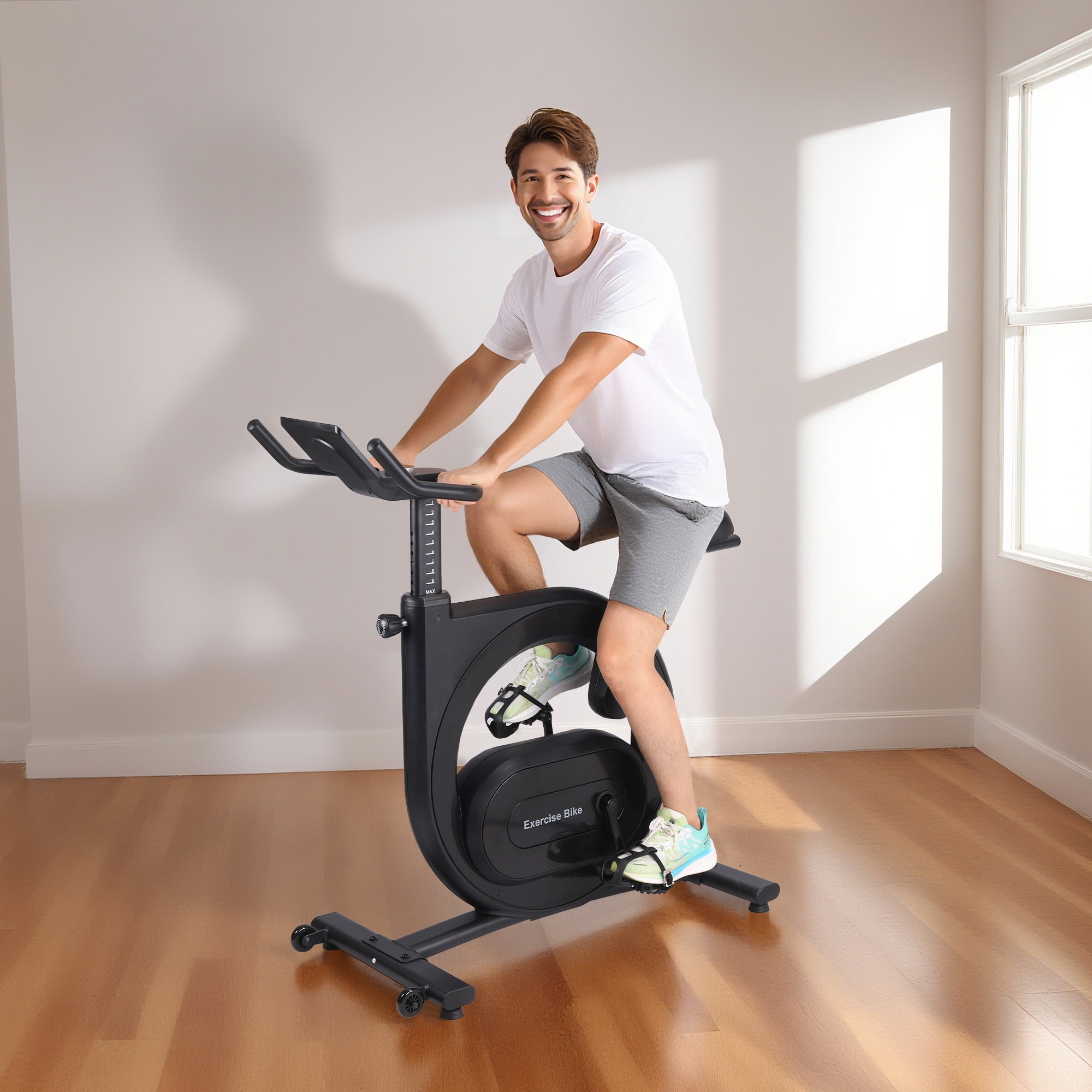 COZONY Magnetic Stationary Exercise Bike, App-Connected Indoor Cycle with LCD Monitor & 300 lb Capacity for Home Gym,Black