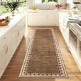 thumbnail image 1 of COZONY Modern Bordered 2'x6' Hallway Runner Rug, Soft Washable Low Pile Entryway Carpet, Stain-Resistant, Brown, 1 of 8