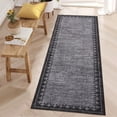 thumbnail image 1 of COZONY Modern Bordered 2'x6' Runner Rug, Washable Low Pile Non-Slip Soft Hallway Carpet for Entryway, Black Gray, 1 of 7