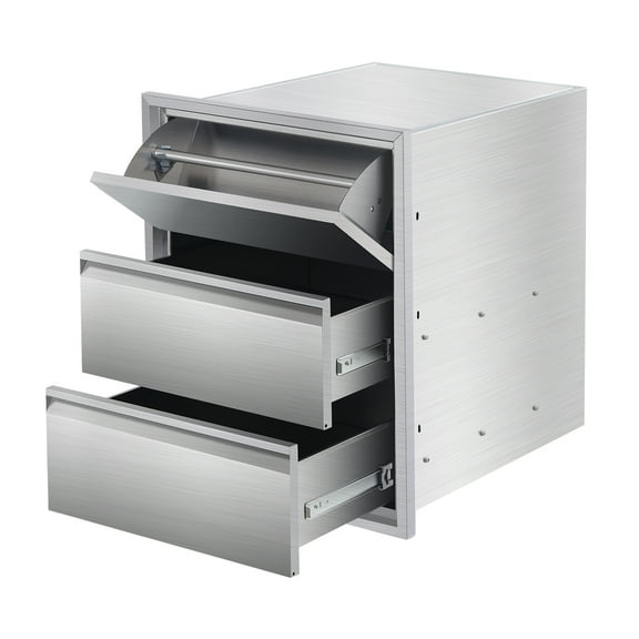 COZONY Outdoor Kitchen Drawers, 3 Tier Stainless Steel Cabinet & 3 Drawer Combo for BBQ Island & Patio Grill Station