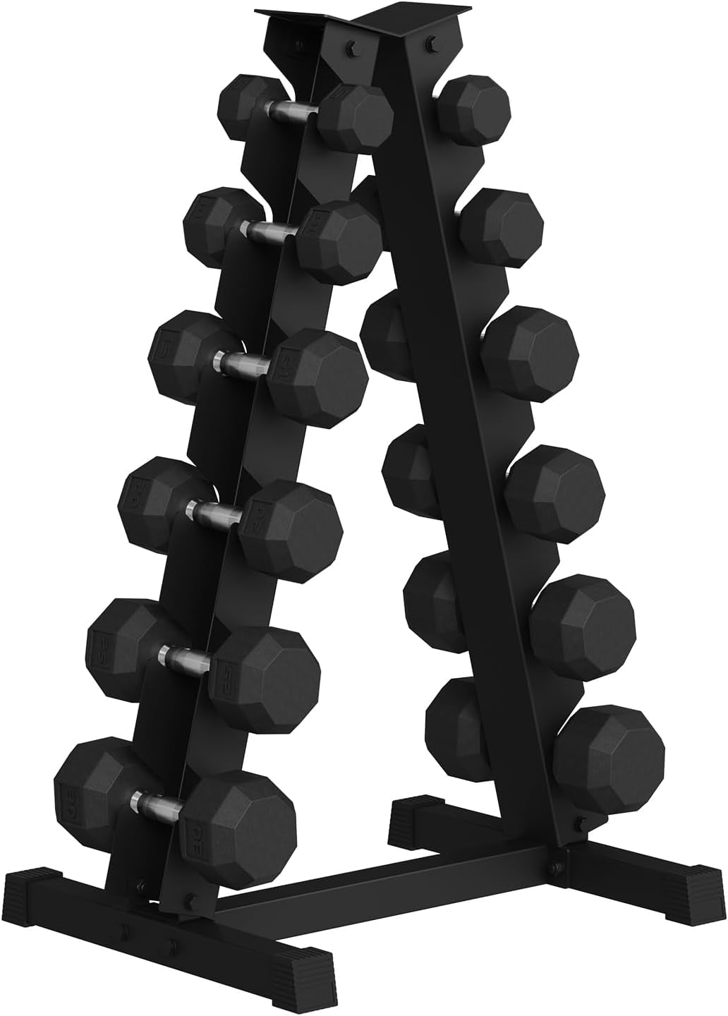 COZONY PVC & Steel Hex Dumbbell Sets with Rack, 210LB Rubber Coated Dumbbell Weight Set and Storage Rack