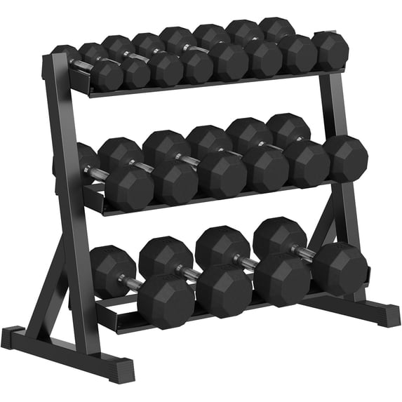 COZONY PVC & Steel Rubber Hex Dumbbell Set with Rack, 450LB Hexagonal Training Kit for Home Gym