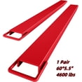 thumbnail image 1 of COZONY Pallet Fork Extensions, 5.5 ×60" Forklift Extensions, 4600LBS Lifting Capacity,Heavy Duty Steel Pallet Forklift Extensions, 1 Pair for Forklift Lift Truck Forklift Loaders,Red, 1 of 7