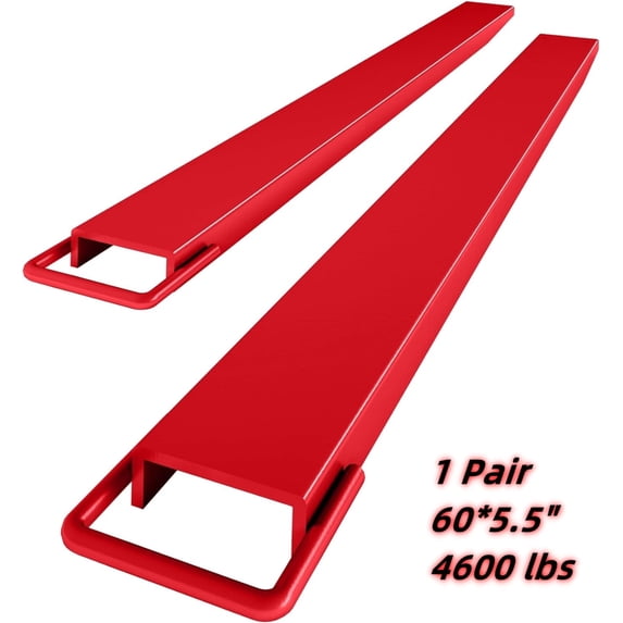 COZONY Pallet Fork Extensions, 5.5 ×60" Forklift Extensions, 4600LBS Lifting Capacity,Heavy Duty Steel Pallet Forklift Extensions, 1 Pair for Forklift Lift Truck Forklift Loaders,Red