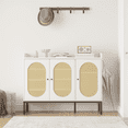 thumbnail image 1 of COZONY Rattan Shoe Cabinet w/ 3 Doors, 7-Tier Adjustable Shelf Storage Organizer for Entryway & Hallway,White, 1 of 9