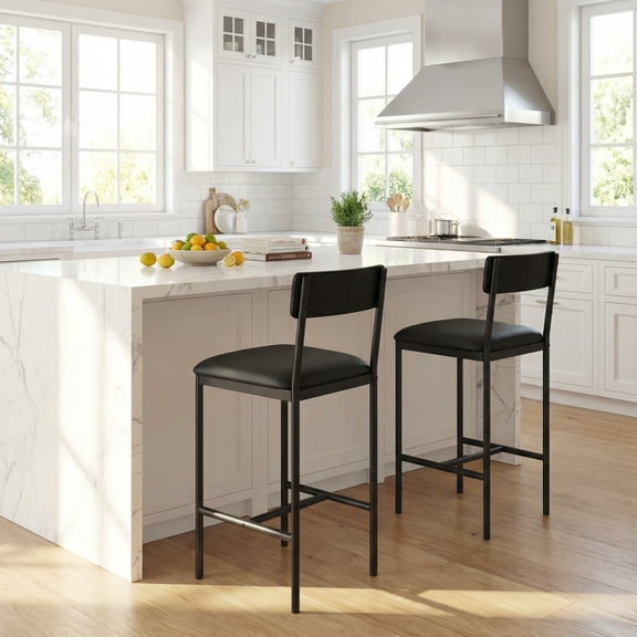 COZONY Set of 2/4 Bar Stools, Counter Height with Back & Upholstered Seat, Footrest for Kitchen Island, Bars