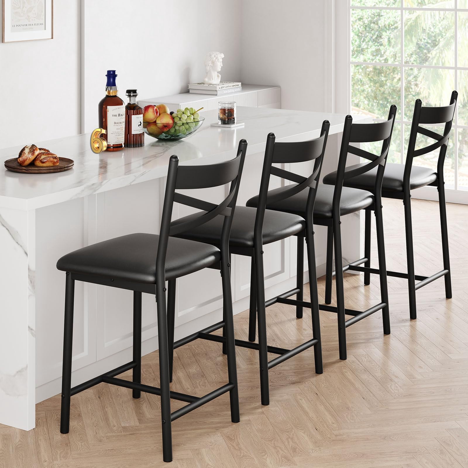 COZONY Set of 8 Upholstered Dining Chairs and 6 Bar Stools, Counter