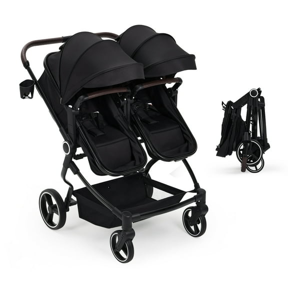 COZONY Side by Side Double Stroller for Newborn & Toddler, Lightweight Compact with Reversible Seat, Adjustable Backrest, Storage Basket, Easy Fold