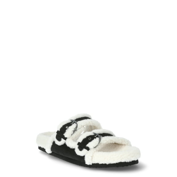 No Boundaries Women's Cozy Double Buckle Sandals