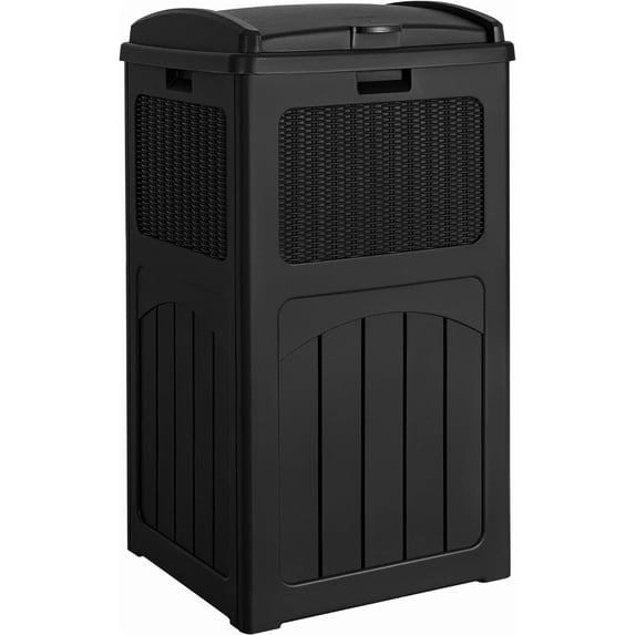 Garbage Dustbin Outside COZY ROOT 33 Gallon Outdoor Trash Can, Hideaway Waterproof Resin Waste ...