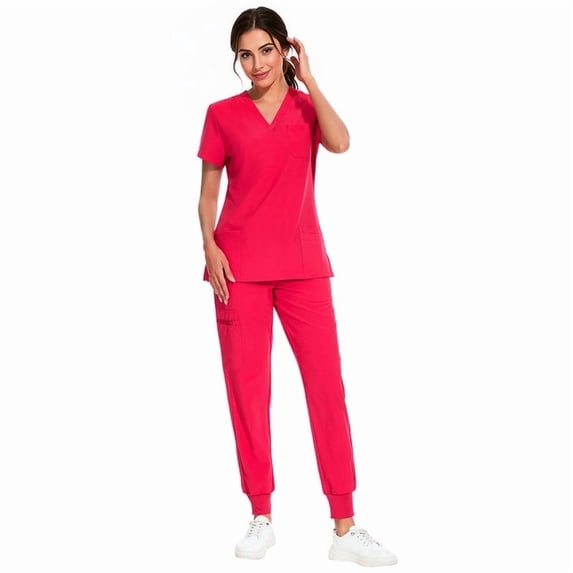 COZY SCRUBS Scrubs for Women Set - Stretch V-Neck Scrub Top & Jogger Pant with 8 Pockets, Yoga Waistband, Anti Wrinkle, Slim Fit Women Scrubs