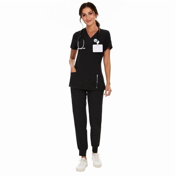 COZY SCRUBS Scrubs for Women Set - Stretch V-Neck Scrub Top & Jogger Pant with 8 Pockets, Yoga Waistband, Anti Wrinkle, Slim Fit Women Scrubs