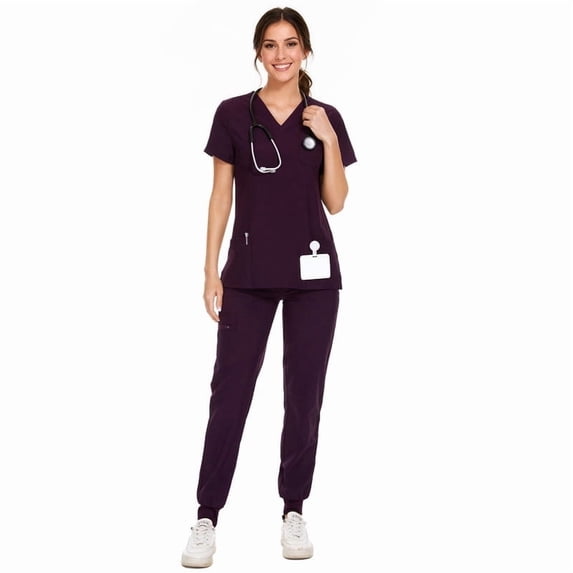 COZY SCRUBS Scrubs for Women Set - Stretch V-Neck Scrub Top & Jogger Pant with 8 Pockets, Yoga Waistband, Anti Wrinkle, Slim Fit Women Scrubs