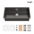 thumbnail image 1 of COZY Stainless Steel Kitchen Sink, Single Bowl, Undermount Handmade Sink in Black, with Cutting Board, Colander, Grid., 1 of 12