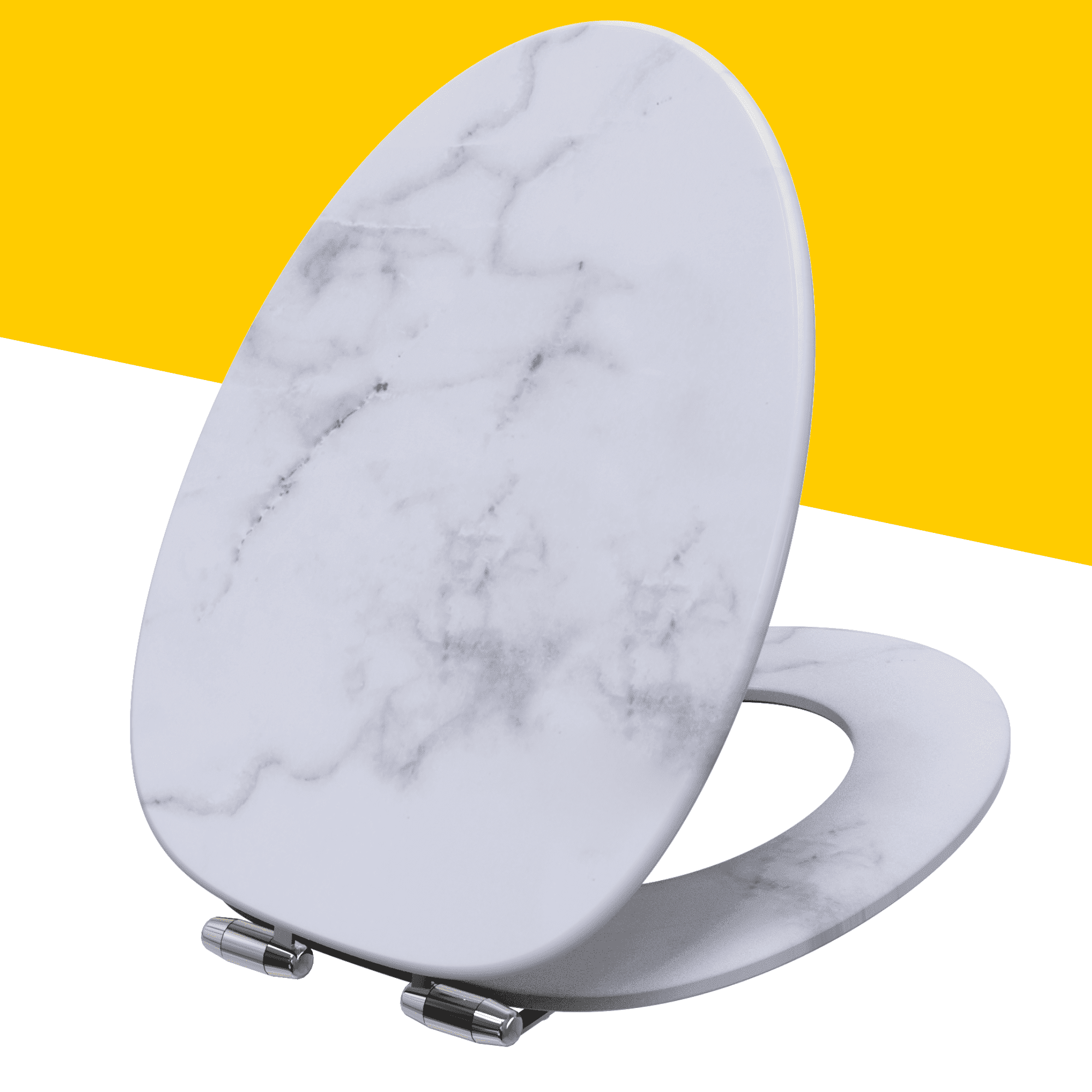 COZYBASE Toilet Seats Marble, Elongated Toilet Seat ,Wood Toilet Seat