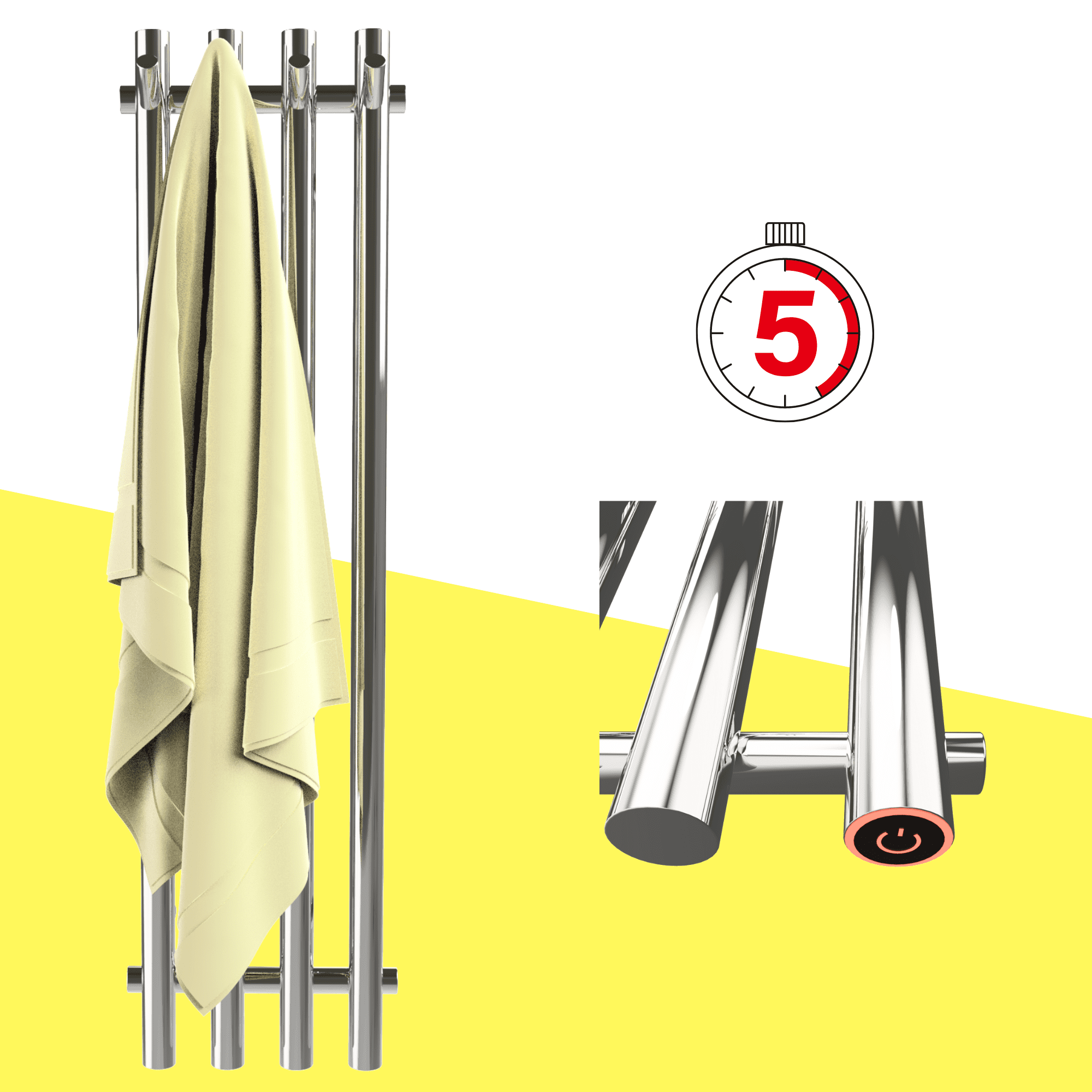 COZYBASE Vertical Heated Towel Rack, Space-Saving Towel Warmer Rack ...
