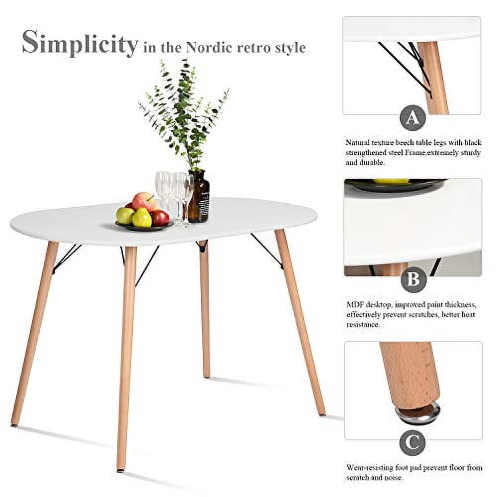 COZYCASA Dining Table Mid Century Modern Kitchen Table White Simple ...