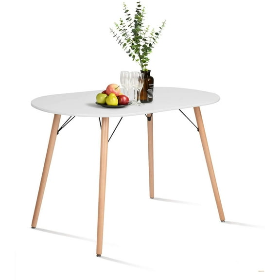 COZYCASA Dining Table Oval 47.2" Mid Century Modern White Kitchen Dinner Table Simple Table for Home Office Kitchen Living Room Bistro Cafe, Computer Writing Desk, White (Oval)