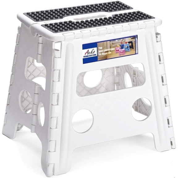 Cozymood Folding Step Stool 13 inch for Adults Holds up to 300 lbs, Non-Slip Folding Stools, Plastic Foldable Step Stool for Bathroom, Bedroom, Kitchen