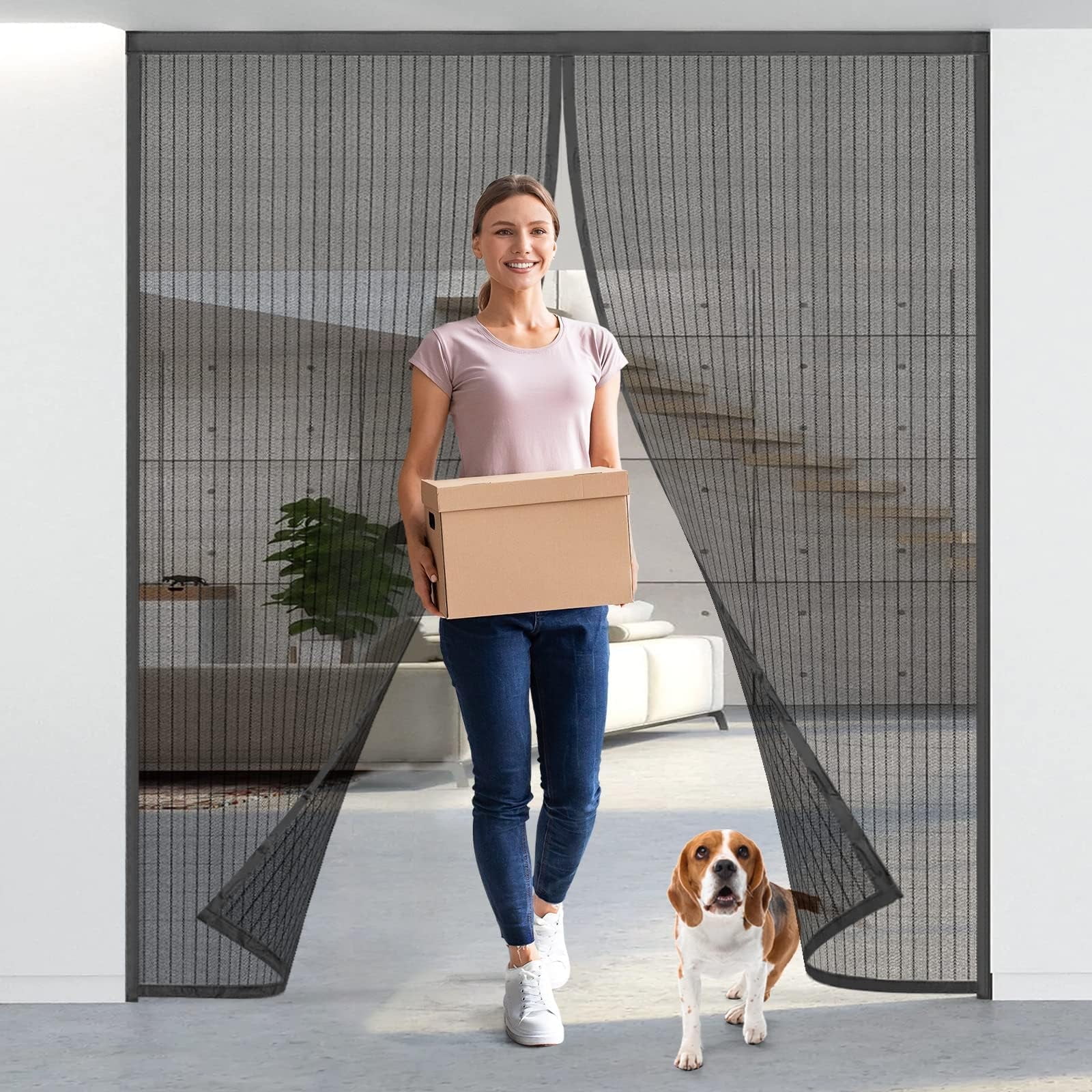 Retractable Closure COZYMOOD Magnetic Screen Door Fits 70