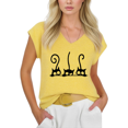 thumbnail image 1 of COZYMY Women's Funny Self Deprecating Graphic V-Neck Short Sleeve Tee Soft Cotton Yellow Summer Top, 1 of 6