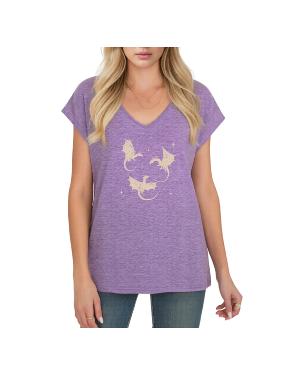 Women's Mythical V Neck Sleeveless T Shirt Fantasy Dragon Graphic Print Loose Summer Top Celestial Mystical Aesthetic Casual Tee