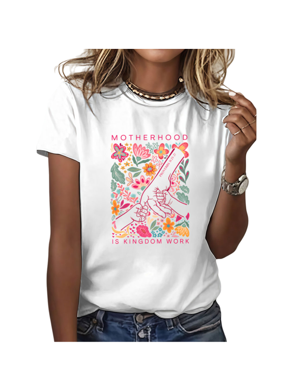 Women's Proverbs 31 27 Scripture Graphic Tee Hand Drawn Floral Mom T Shirt Vibrant Motherhood Quote Summer Casual Christian Faith Religious Apparel Top