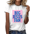 thumbnail image 1 of COZYMY Women's Retro Big Jesus Fan Letter Graphic Short Sleeve T-Shirt Religious Inspirational Daily Tees Tops, 1 of 6