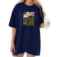 thumbnail image 1 of COZYMY Women's Vibrant Wildflower Graphic Short Sleeve Shirt Soft Cotton Black Crewneck Summer Tee, 1 of 6