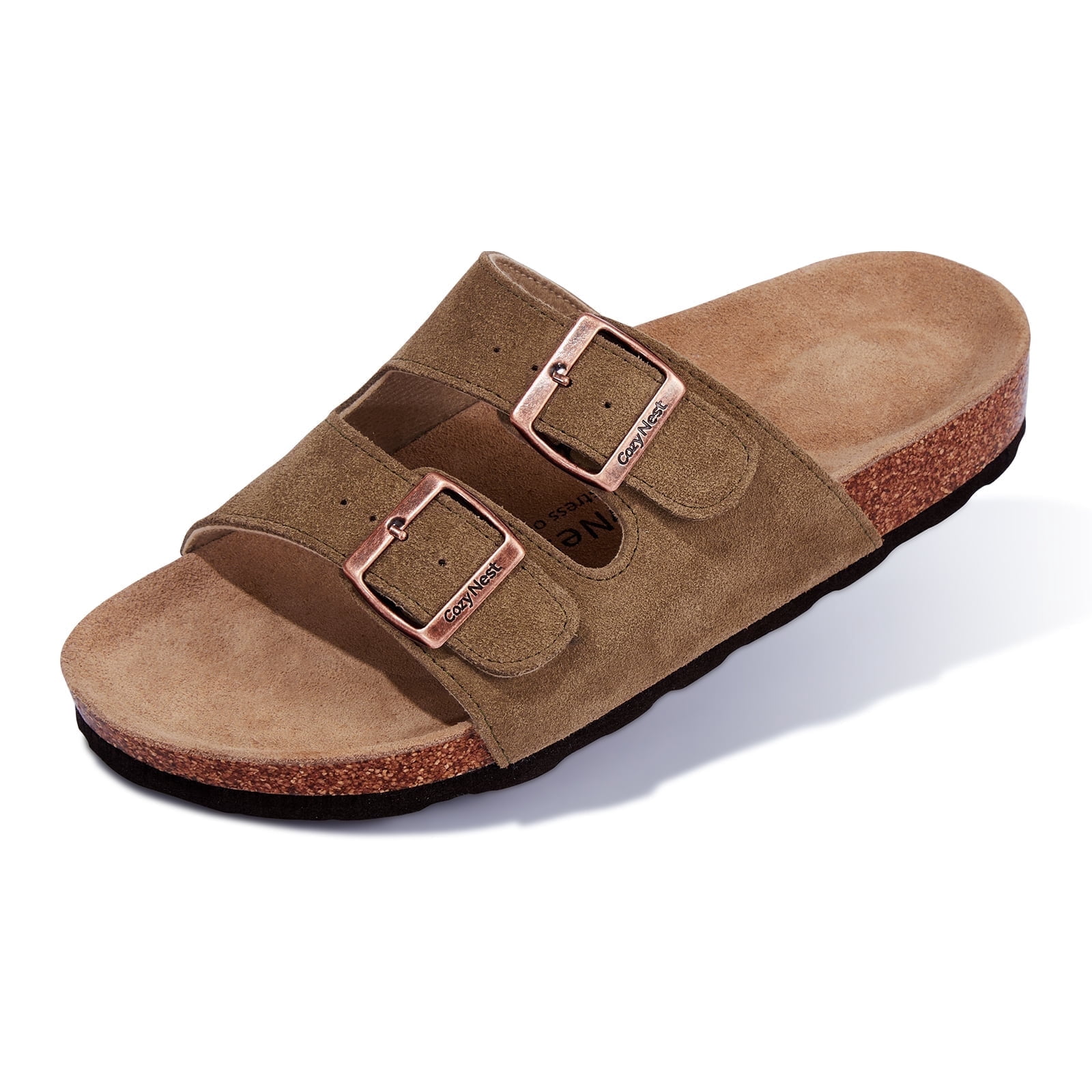Brown Suede Double Strap Sandals Unisex Suede Sandals - Brown - Ladies | H&M US main image 4