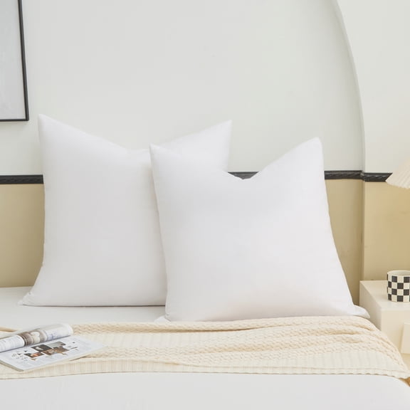 COZY ONE 26x26 Decorative Throw Pillow Inserts 2pk, Feather Down filling with 100% Cotton Cover, Made in USA