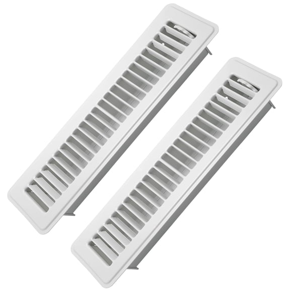 COZZIVITA 2 Pack Floor Register 2" x 12" Inch Heavy Duty Floor Vents, Metal Heat Air Vent Covers Rust Proof Finish Floor Vent Covers for Home Heater Floor Registers Grilles & Vents (White)
