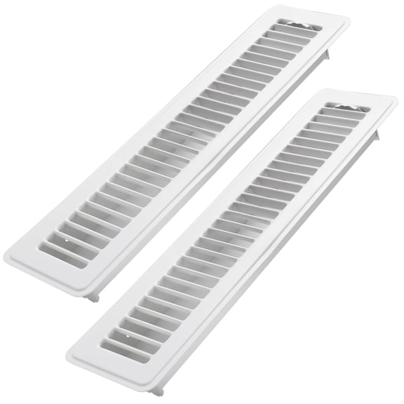 COZZIVITA 2x14 Inch Floor Register 2 Pack - Heavy Duty Steel Walkable Floor Vents - Easy Adjust Air Supply Lever - Rust Proof Registers, Grilles & Vents (White)