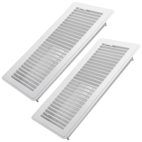 COZZIVITA 4x14 Inch Floor Register 2 Pack, Heavy Duty Steel Walkable Floor Vents - Easy Adjust Air Supply Lever - Vent Covers for Home (White)