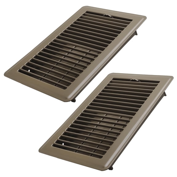 COZZIVITA 6x10 Inch Floor Register 2 Pack - Heavy Duty Steel Walkable Floor Vents, Easy Adjust Air Supply Lever - Vent Covers for Home (Brown)