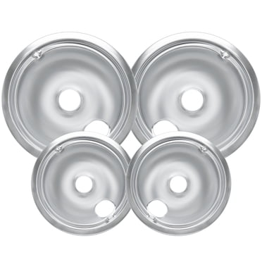 Supco 4-Piece Chrome Drip Pan Set – Fits GE WB31M15 & WB31M16 – 2 Small + 2 Large