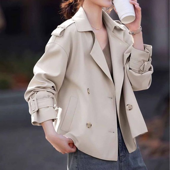 COmfortable Waisted Lapel Trench Coat Lightweight Double Mid Long Coats Mid Length Slim Overcoat Womens Camping Clothes Light Weight Wind plus Size Winter Coats for Women Girls Windbreaker Jackets